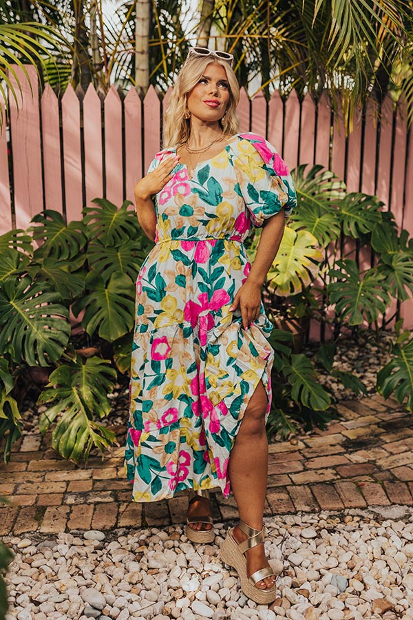 Porch Swing At Sunset Floral Midi in Limpet Shell Curves - Image 5