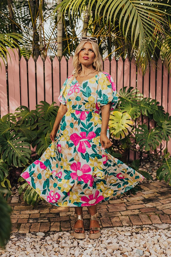 Porch Swing At Sunset Floral Midi in Limpet Shell Curves - Image 6