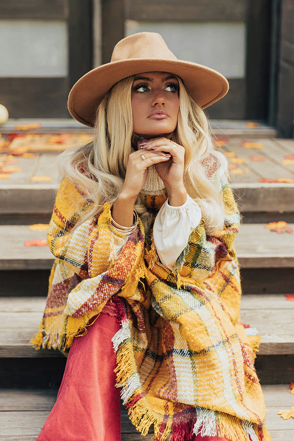 Pouring Cider Plaid Poncho - Image 2