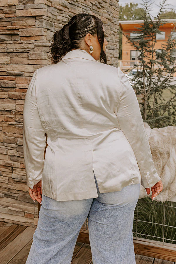 Pouring Merlot Satin Blazer In Cream Curves - Image 8