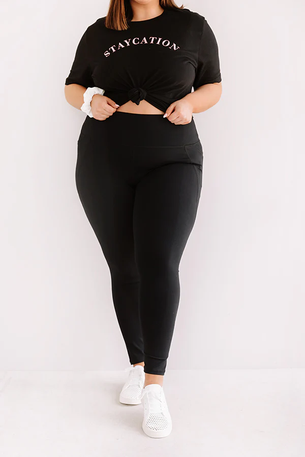 Power Hour High Waist Active Leggings in Black Curves - Image 4