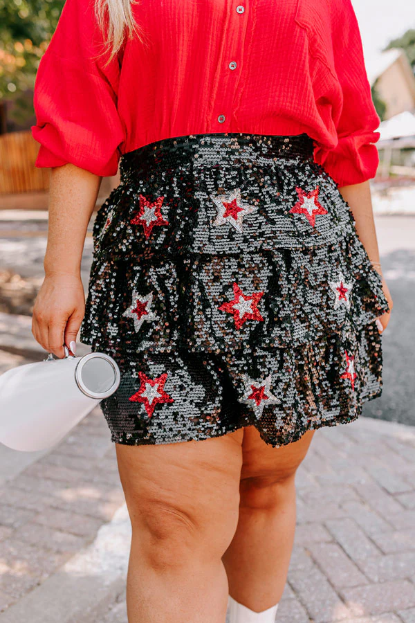 Pre-game Party Sequin Skirt in Black Curves - Image 6
