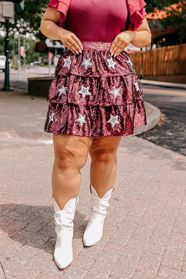 Pre-game Party Sequin Skirt in Maroon Curves - Image 2