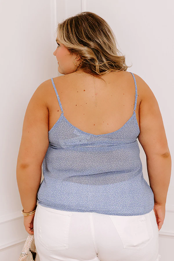 Private Jet Date Polka Dot Tank in Airy Blue   Curves - Image 3