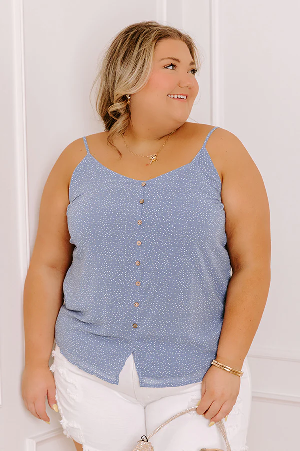 Private Jet Date Polka Dot Tank in Airy Blue   Curves - Image 4