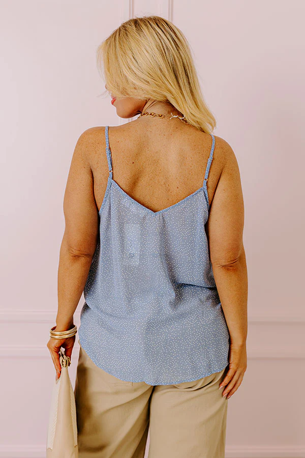 Private Jet Date Polka Dot Tank in Airy Blue   Curves - Image 7