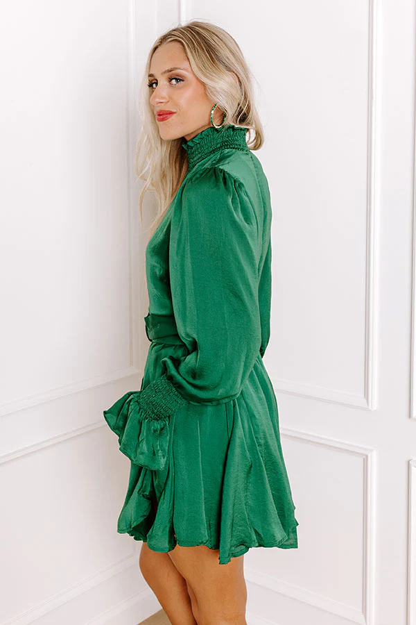 Prosecco Splash Mini Dress In Hunter Green - Image 3