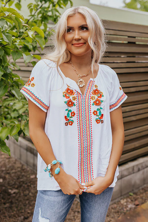 Pulled To Paradise Embroidered Top in Hot Pink - Image 4