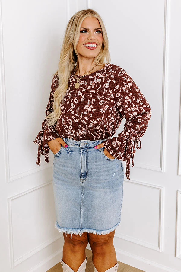 Pumpkin Patch Please Floral Shift Top In Merlot Curves