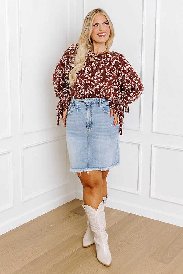 Pumpkin Patch Please Floral Shift Top In Merlot Curves - Image 2