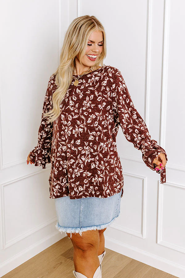 Pumpkin Patch Please Floral Shift Top In Merlot Curves - Image 3