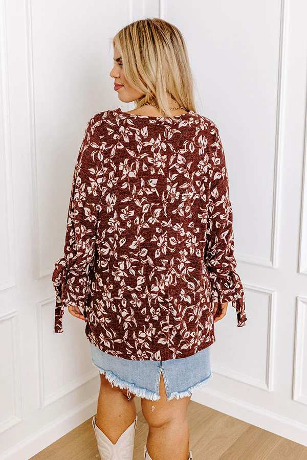Pumpkin Patch Please Floral Shift Top In Merlot Curves - Image 5