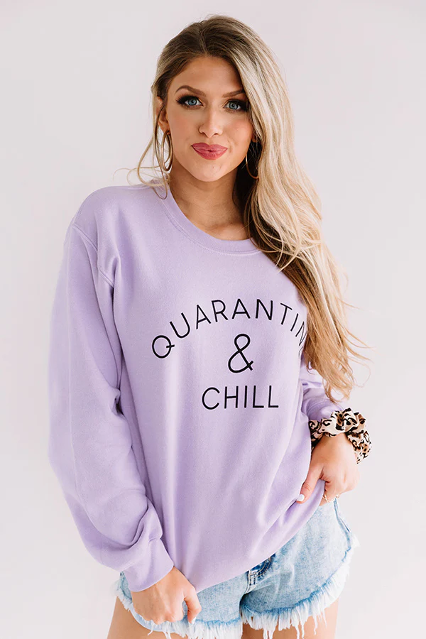Quarantine And Chill Sweatshirt In Lavender - Image 6