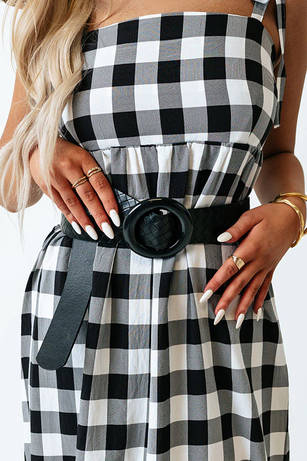 Quick To Smile Faux Leather Belt In Black