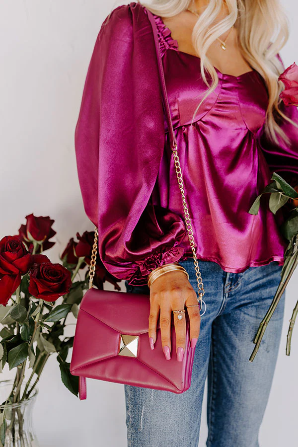 Ready To Romance Faux Leather Clutch In Berry
