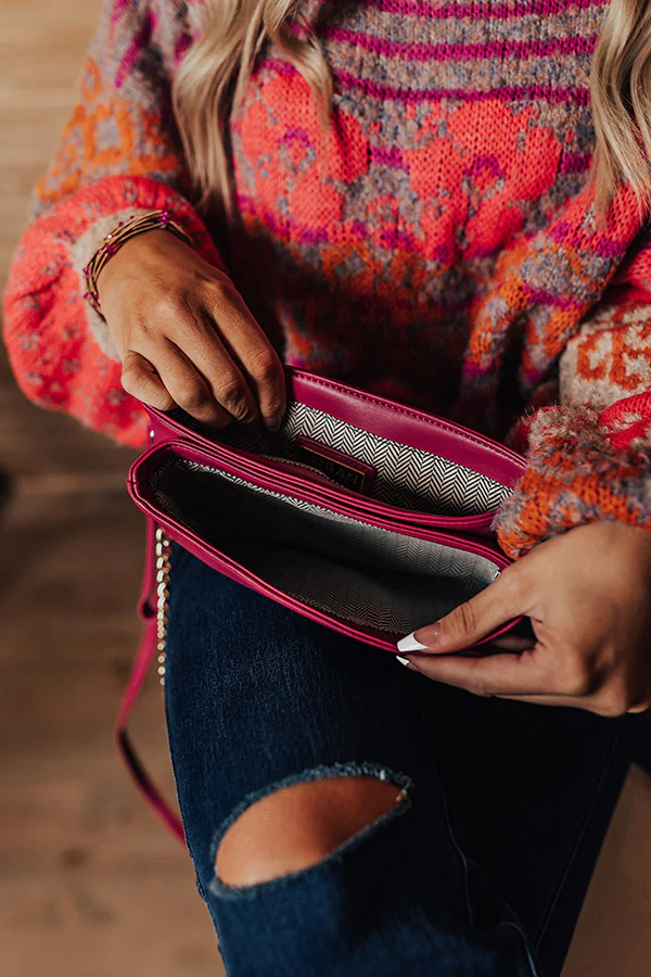 Ready To Romance Faux Leather Clutch In Berry - Image 4
