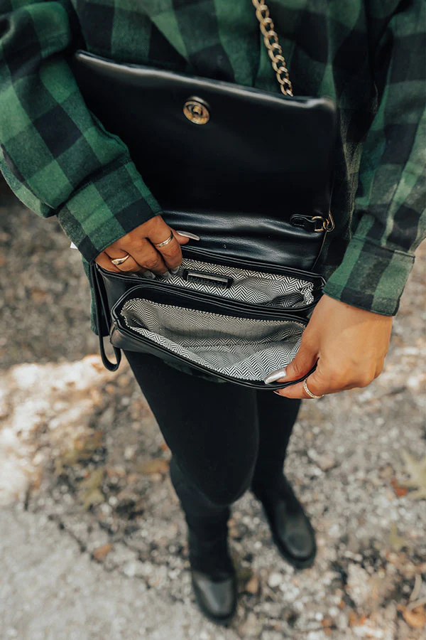 Ready To Romance Faux Leather Clutch In Black - Image 3