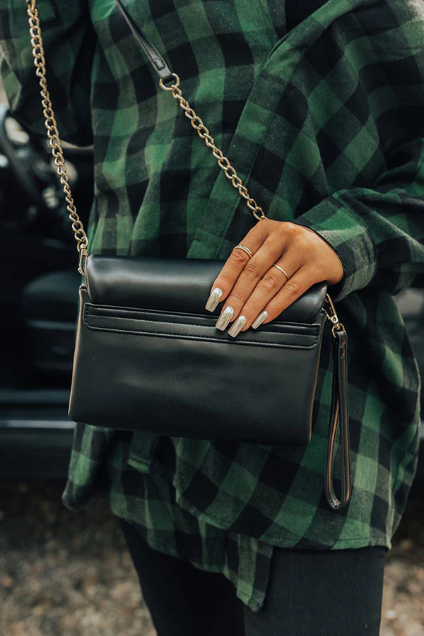Ready To Romance Faux Leather Clutch In Black - Image 4