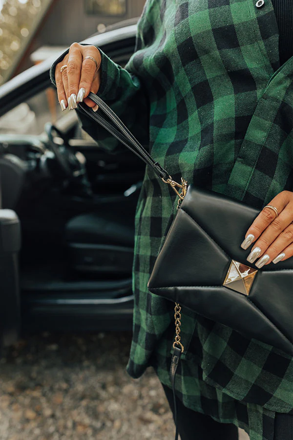 Ready To Romance Faux Leather Clutch In Black - Image 5