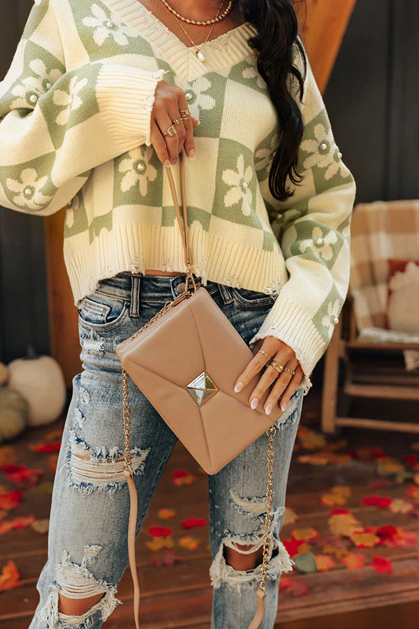 Ready To Romance Faux Leather Clutch In Warm Taupe - Image 5