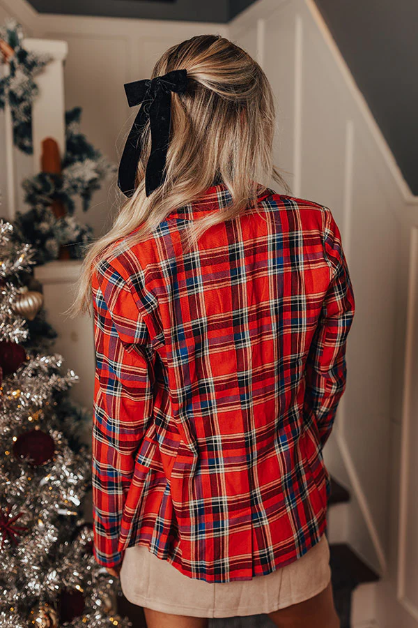 Red Wine Sipping Plaid Blazer - Image 6