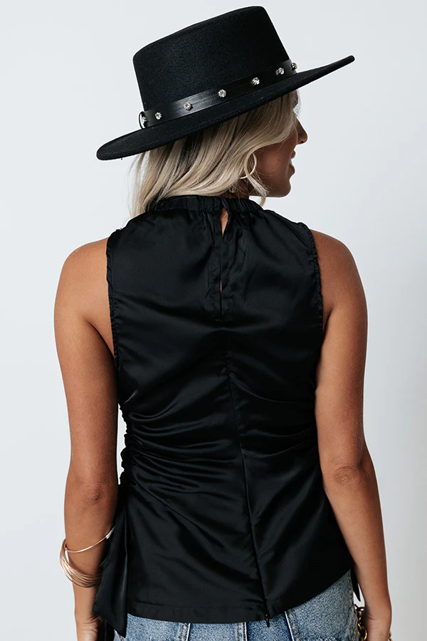 Renegade Ruched Satin Top In Black - Image 10