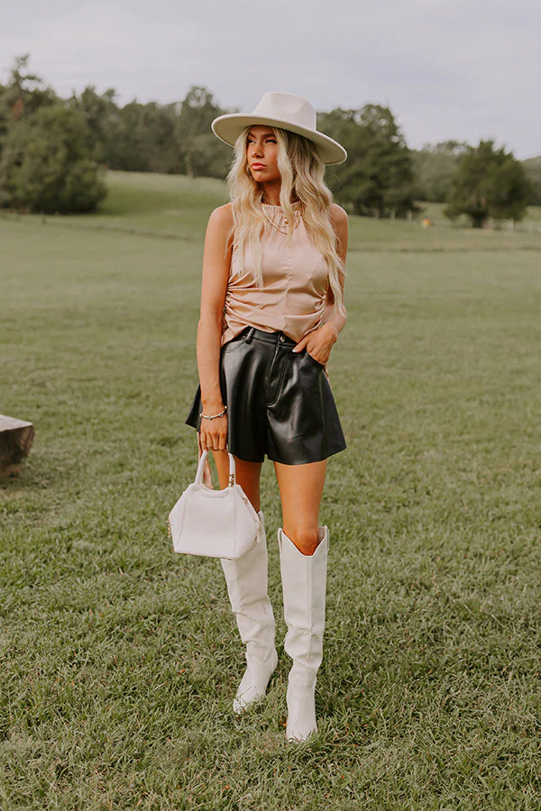 Renegade Ruched Satin Top In Iced Latte - Image 4