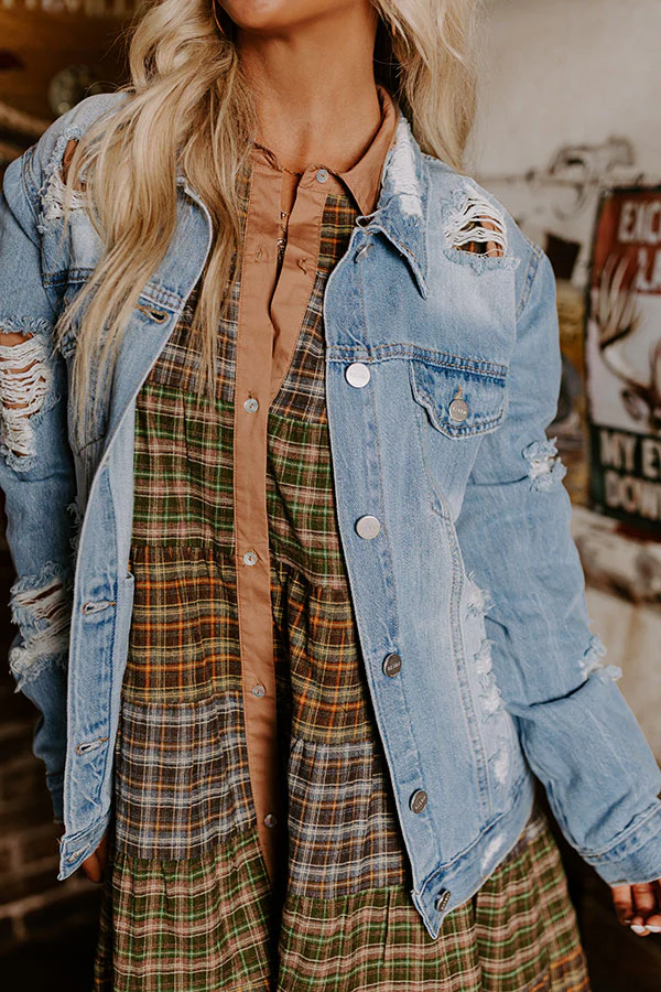Risen South Town Distressed Denim Jacket in Light Wash - Image 2