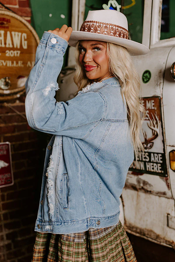 Risen South Town Distressed Denim Jacket in Light Wash - Image 5