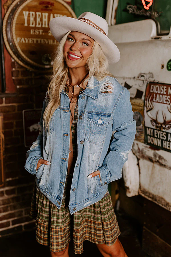 Risen South Town Distressed Denim Jacket in Light Wash - Image 6
