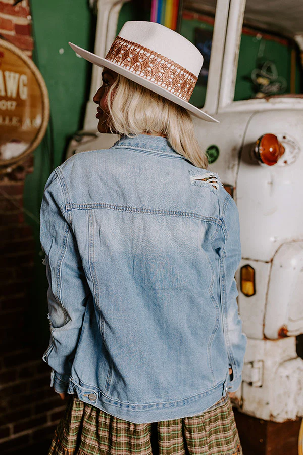 Risen South Town Distressed Denim Jacket in Light Wash - Image 7
