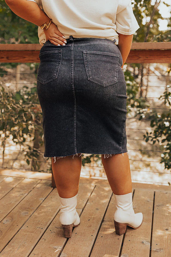 Risen The Grace Denim Skirt in Black Curves - Image 4
