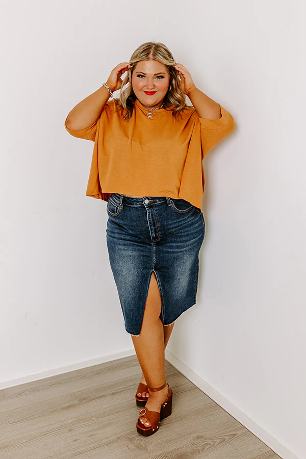 Risen The Grace Denim Skirt in Dark Wash Curves - Image 2