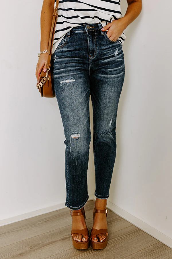 Risen The Hartlen High Waist Distressed Jean in Dark Wash - Image 3