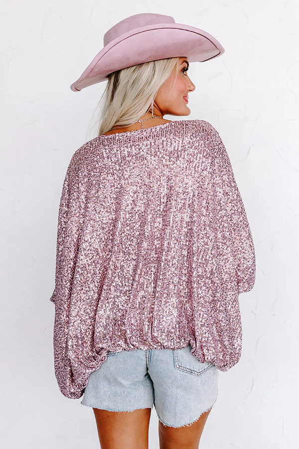 Ritzy Bliss Sequin Cardigan In Blush - Image 4