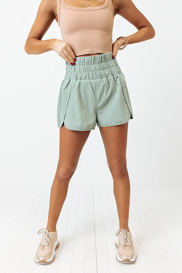 Running Laps High Waist Shorts In Sage