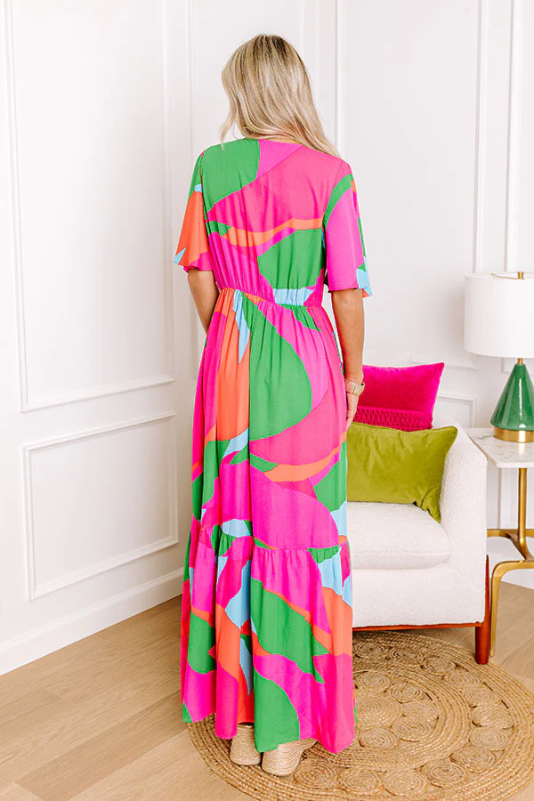 Sailboat Soiree Color Block Maxi in Hot Pink - Image 4