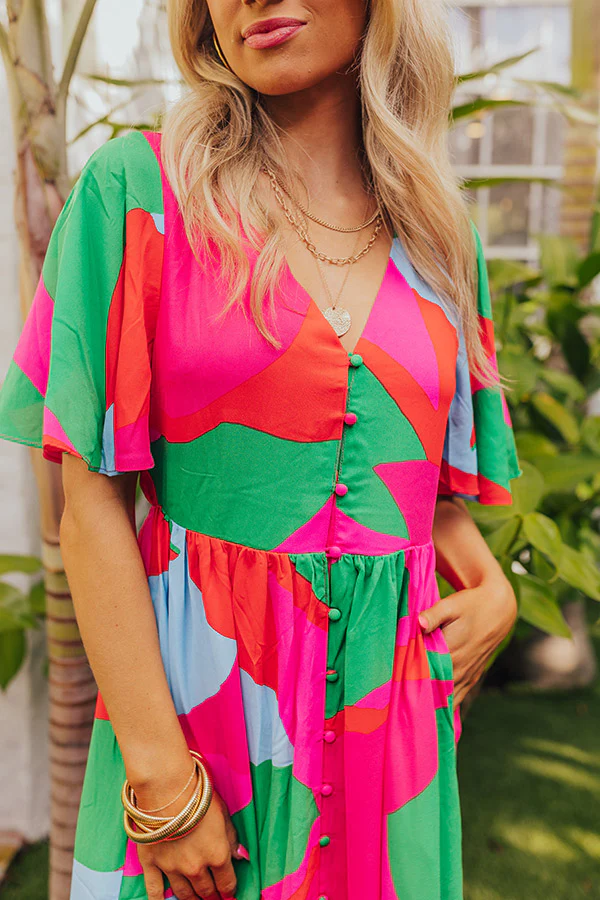 Sailboat Soiree Color Block Maxi in Hot Pink - Image 6