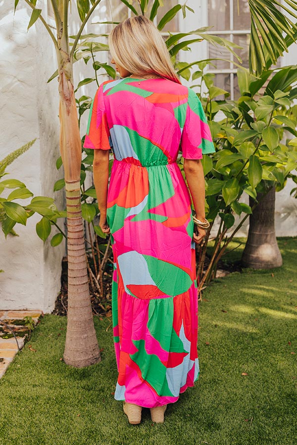 Sailboat Soiree Color Block Maxi in Hot Pink - Image 8