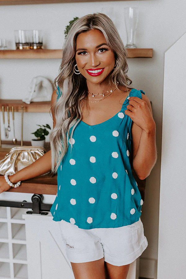 San Fran Frills Polka Dot Top In Teal - Image 2