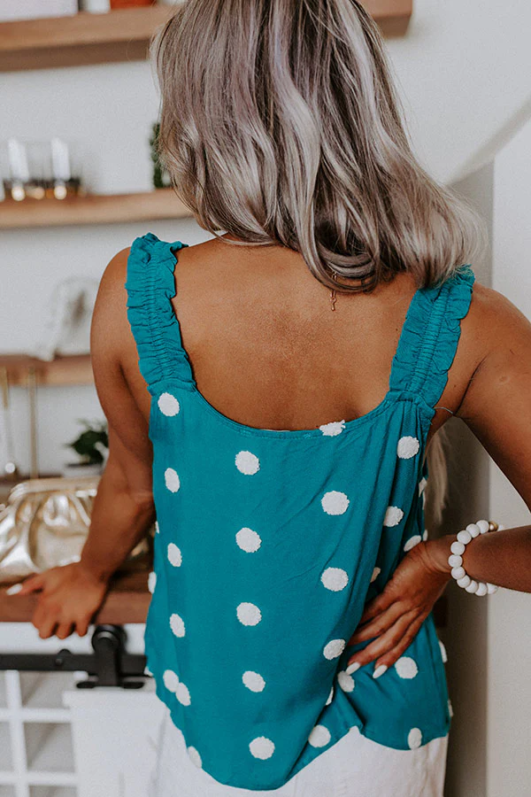 San Fran Frills Polka Dot Top In Teal - Image 3