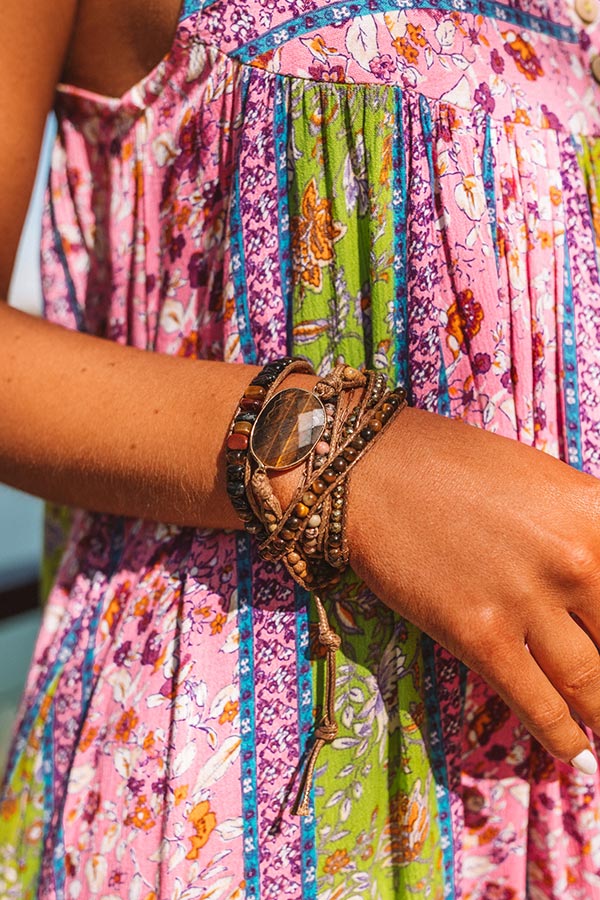 Sangria Cruise Semi Precious Wrap Bracelet In Black - Image 2