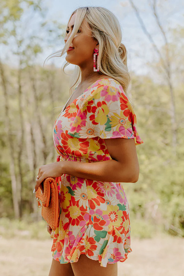 Sassy And Sweet Floral Romper in Tangerine - Image 6