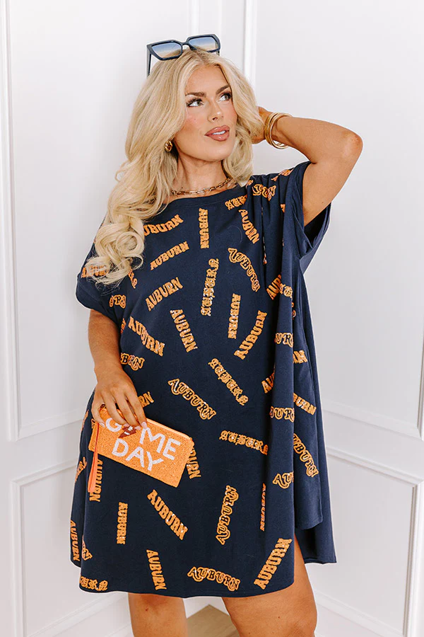 School Spirit Sequin Embroidered Mini Dress in Auburn Curves - Image 2