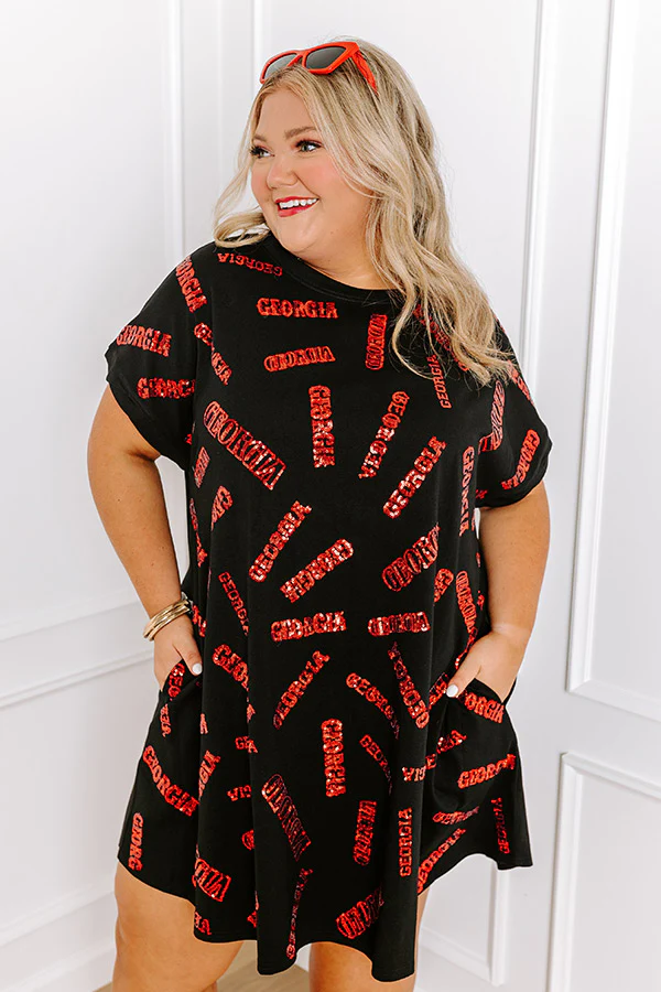 School Spirit Sequin Embroidered Mini Dress in Georgia Curves - Image 2