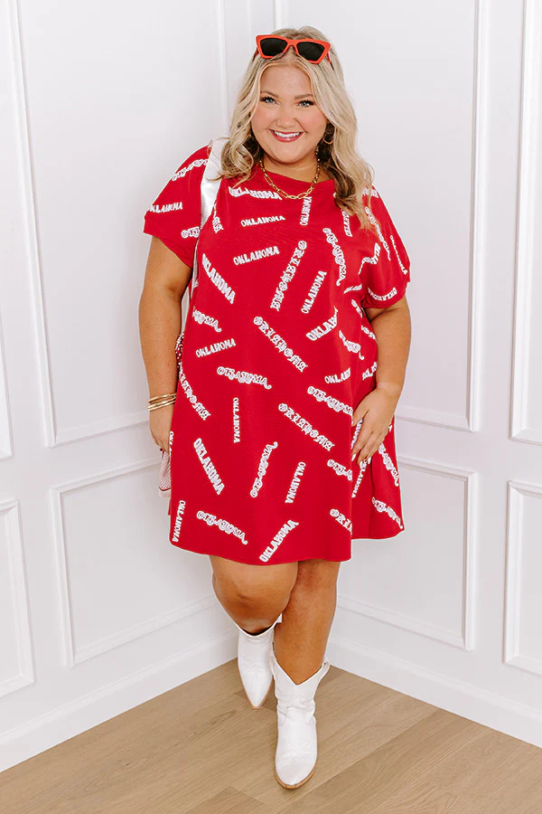 School Spirit Sequin Embroidered Mini Dress in Oklahoma Curves - Image 3