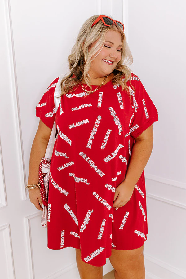School Spirit Sequin Embroidered Mini Dress in Oklahoma Curves - Image 6