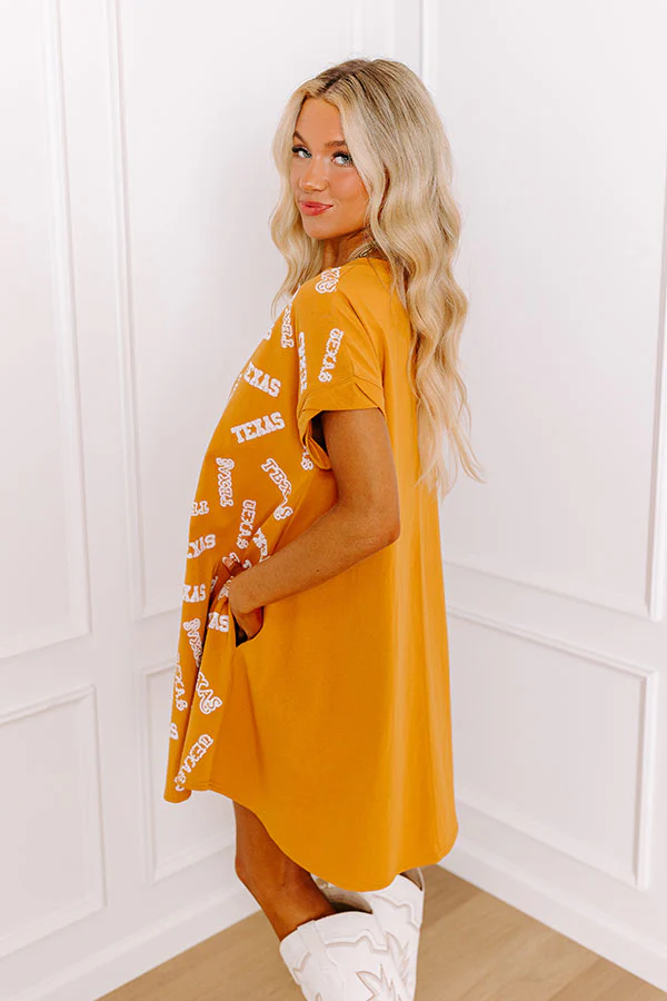 School Spirit Sequin Embroidered Mini Dress in Texas Rust - Image 4