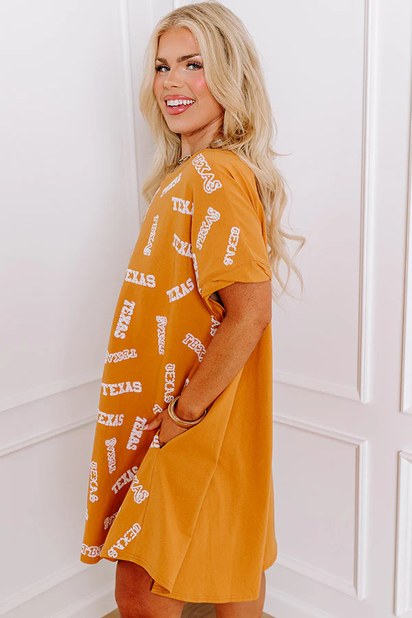School Spirit Sequin Embroidered Mini Dress in Texas Rust Curves - Image 5