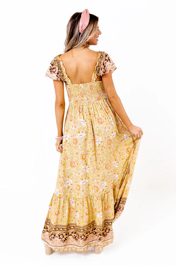Sea Divine Smocked Maxi In Primrose Yellow - Image 3